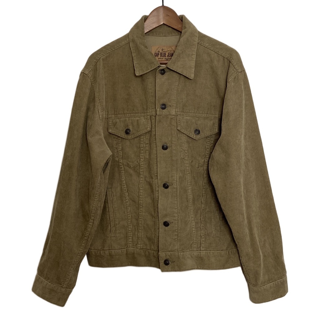 Vintage Gap Corduroy Jacket Mens Medium Tan Brown Cotton Trucker Classic Y2K